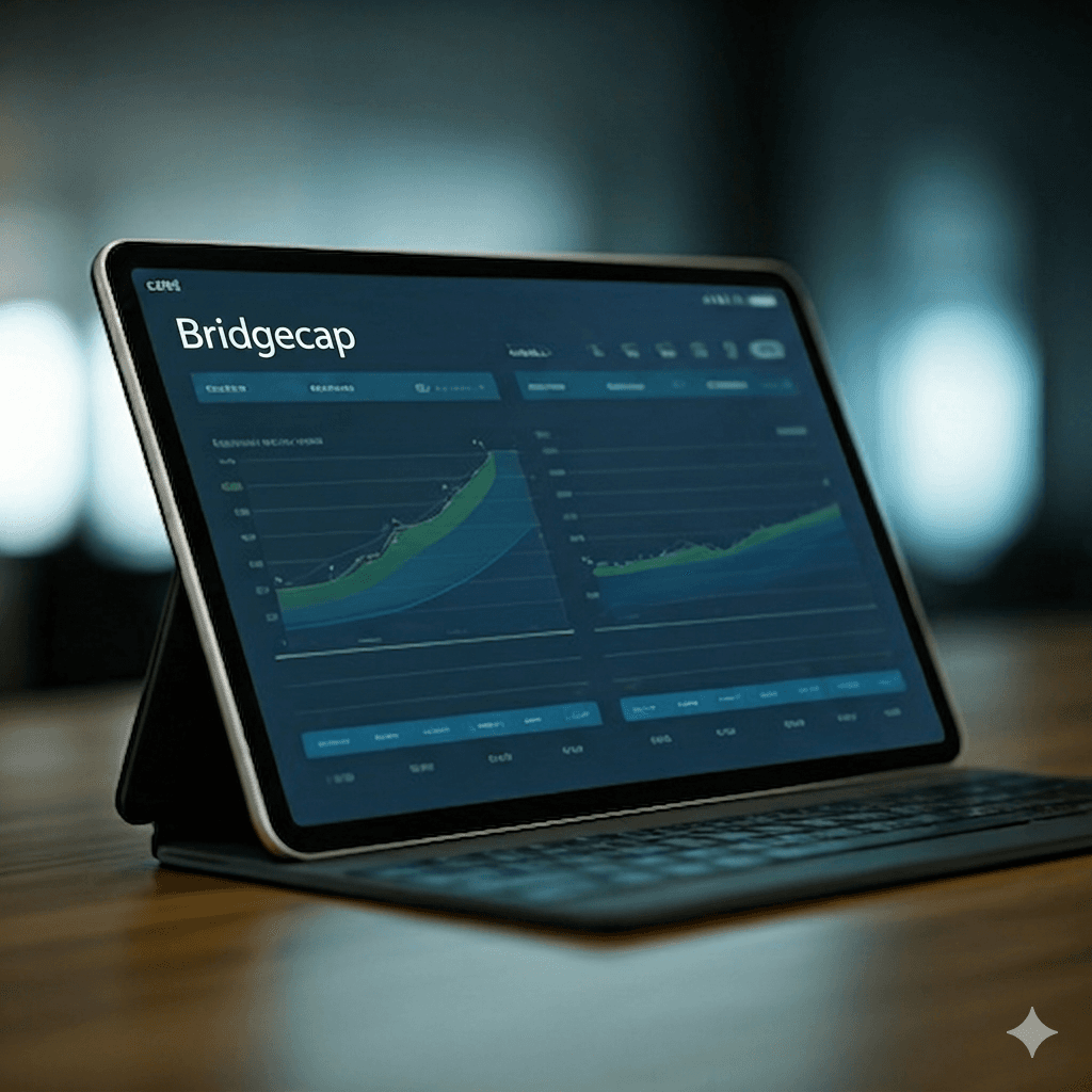 Financial dashboard on a digital tablet